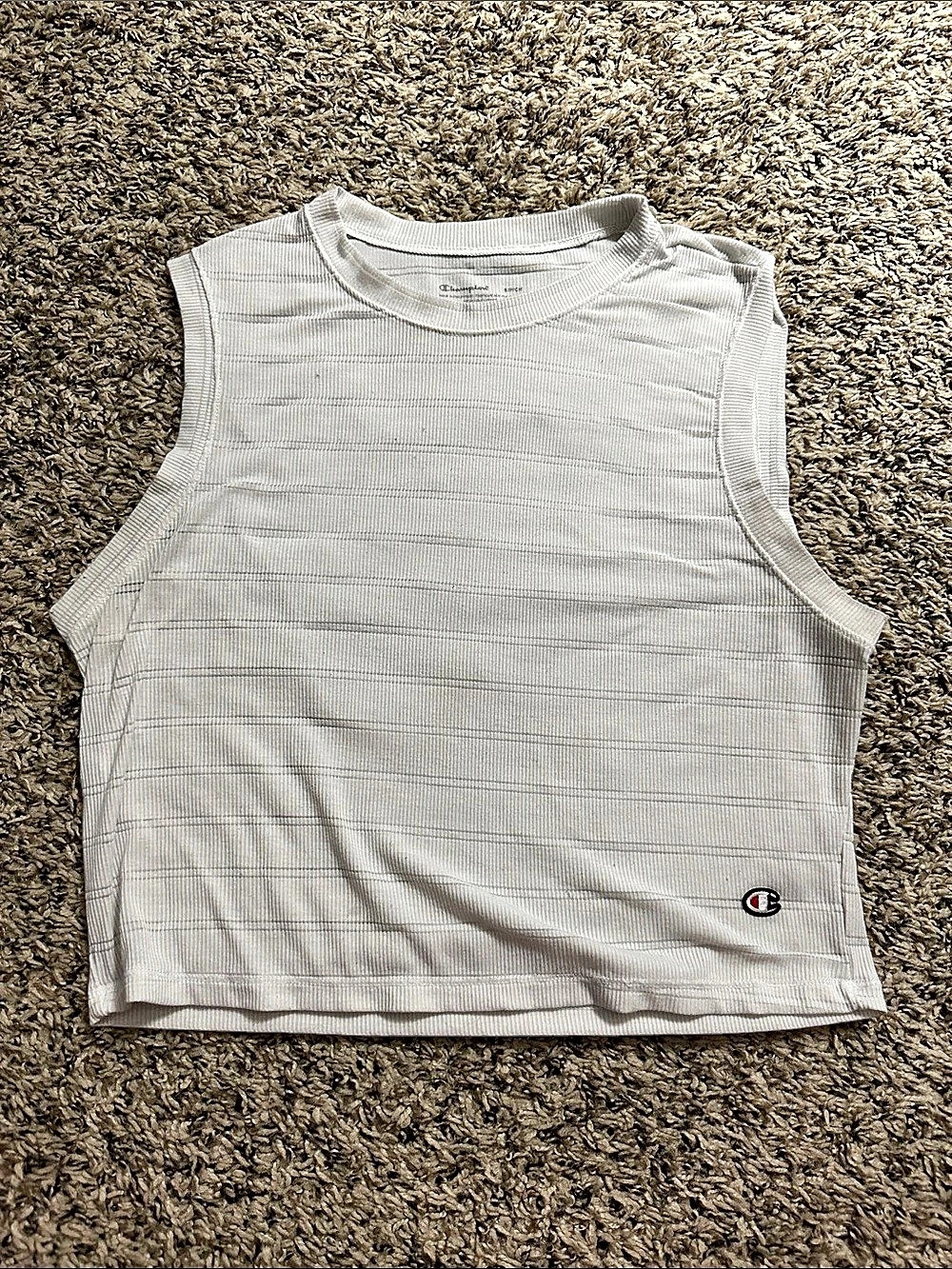 Champion Ribbed Cropped Tank Top in White